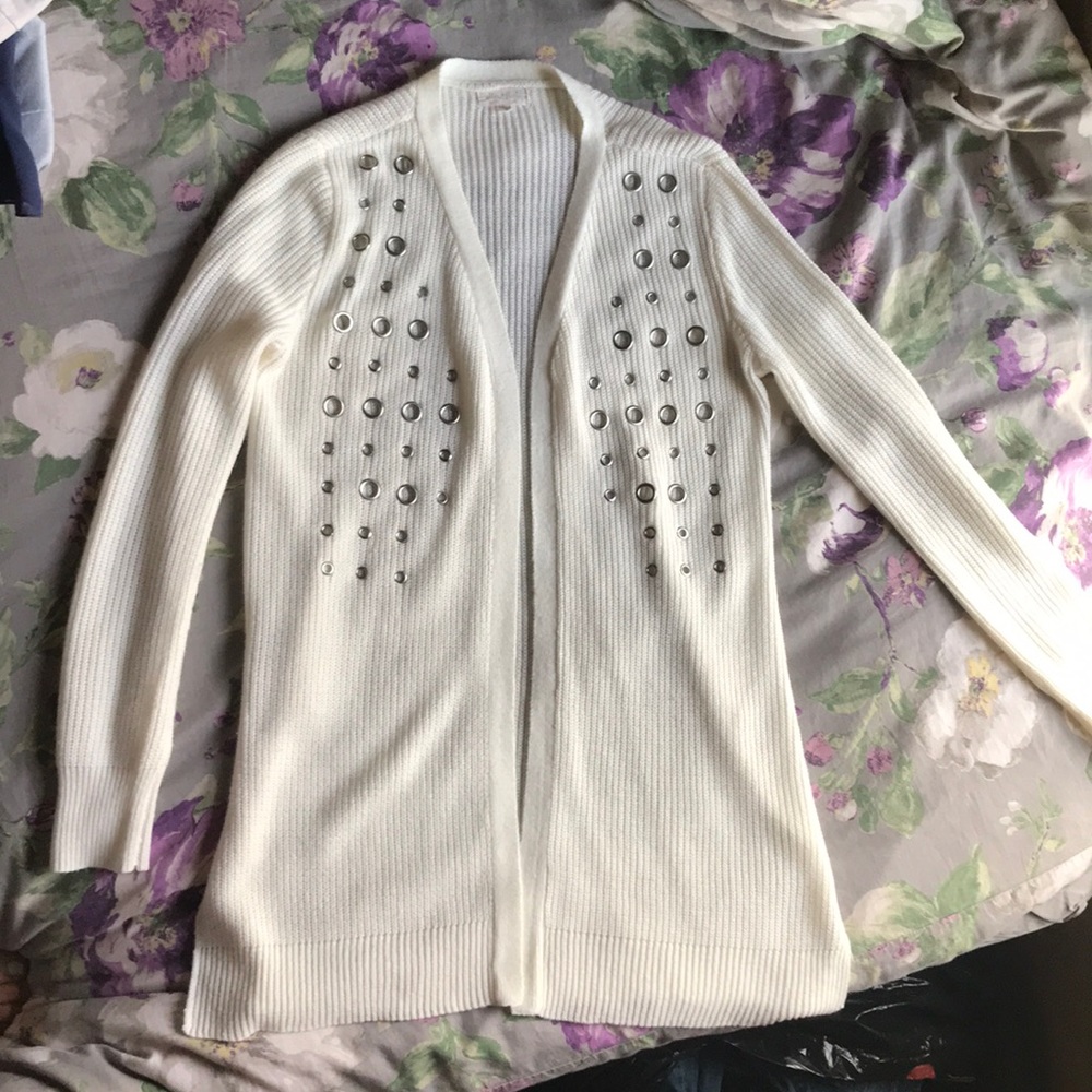 White/Cream  Long Knit Cardigan
